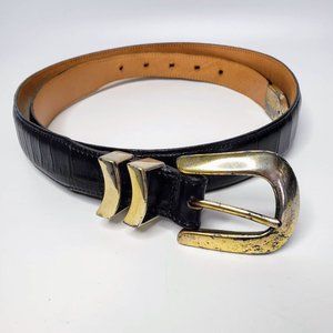Onyx by Brighton Black Croc Embossed Leather Belt 2X